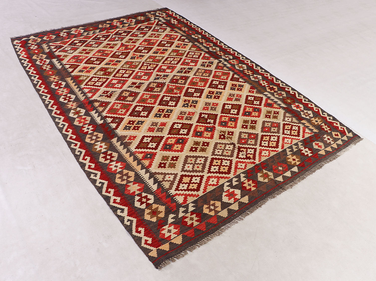 5' 6" X 8'  Multy Handmade Veggie Dye Kilim Rug Rectangular