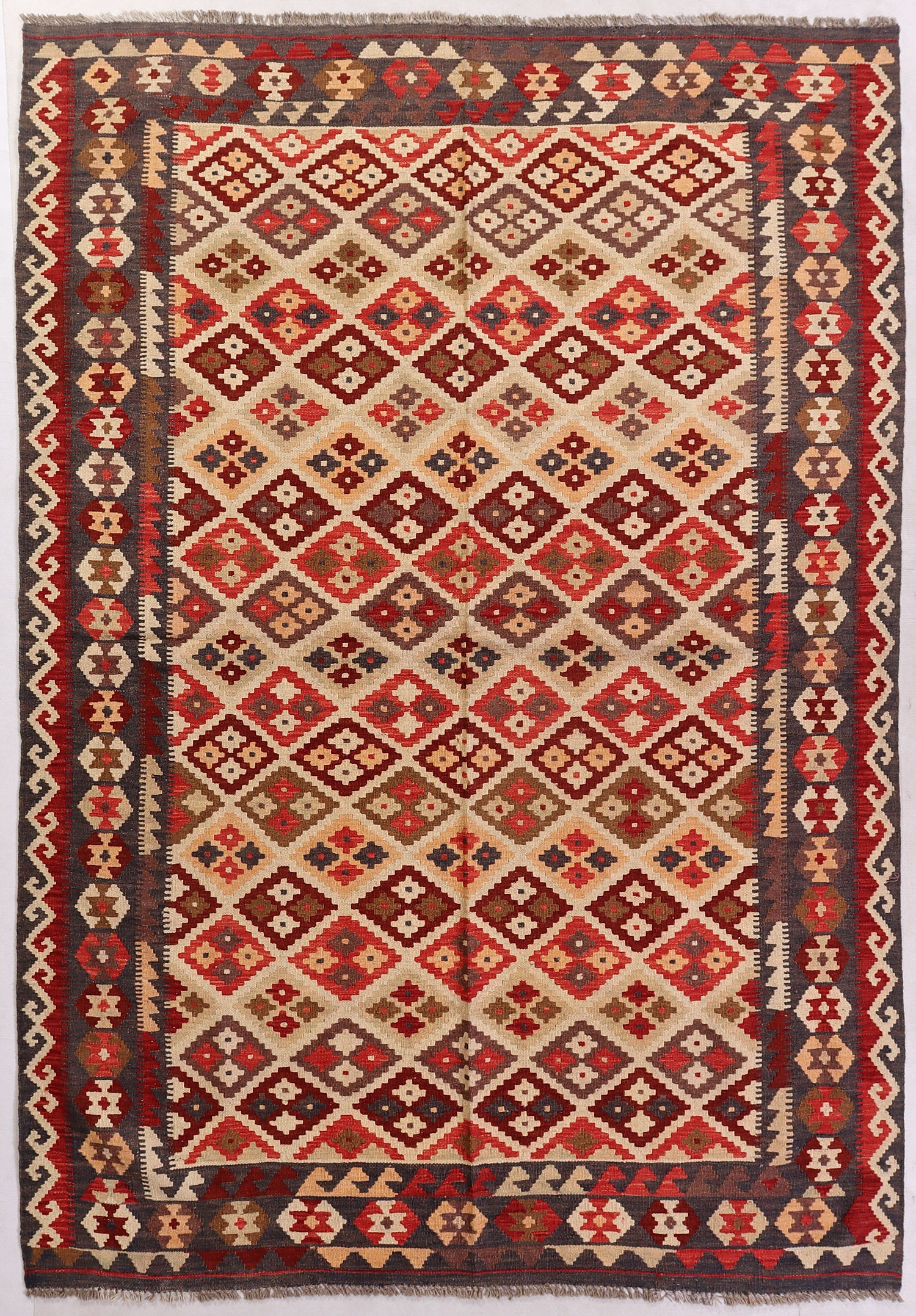 5' 6" X 8'  Multy Handmade Veggie Dye Kilim Rug Rectangular