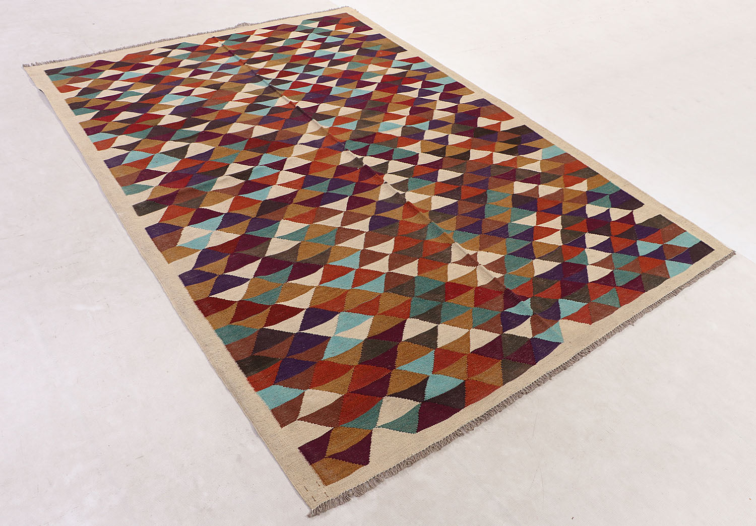 5' 6" X 8'  Multy Handmade Veggie Dye Kilim Rug Rectangular