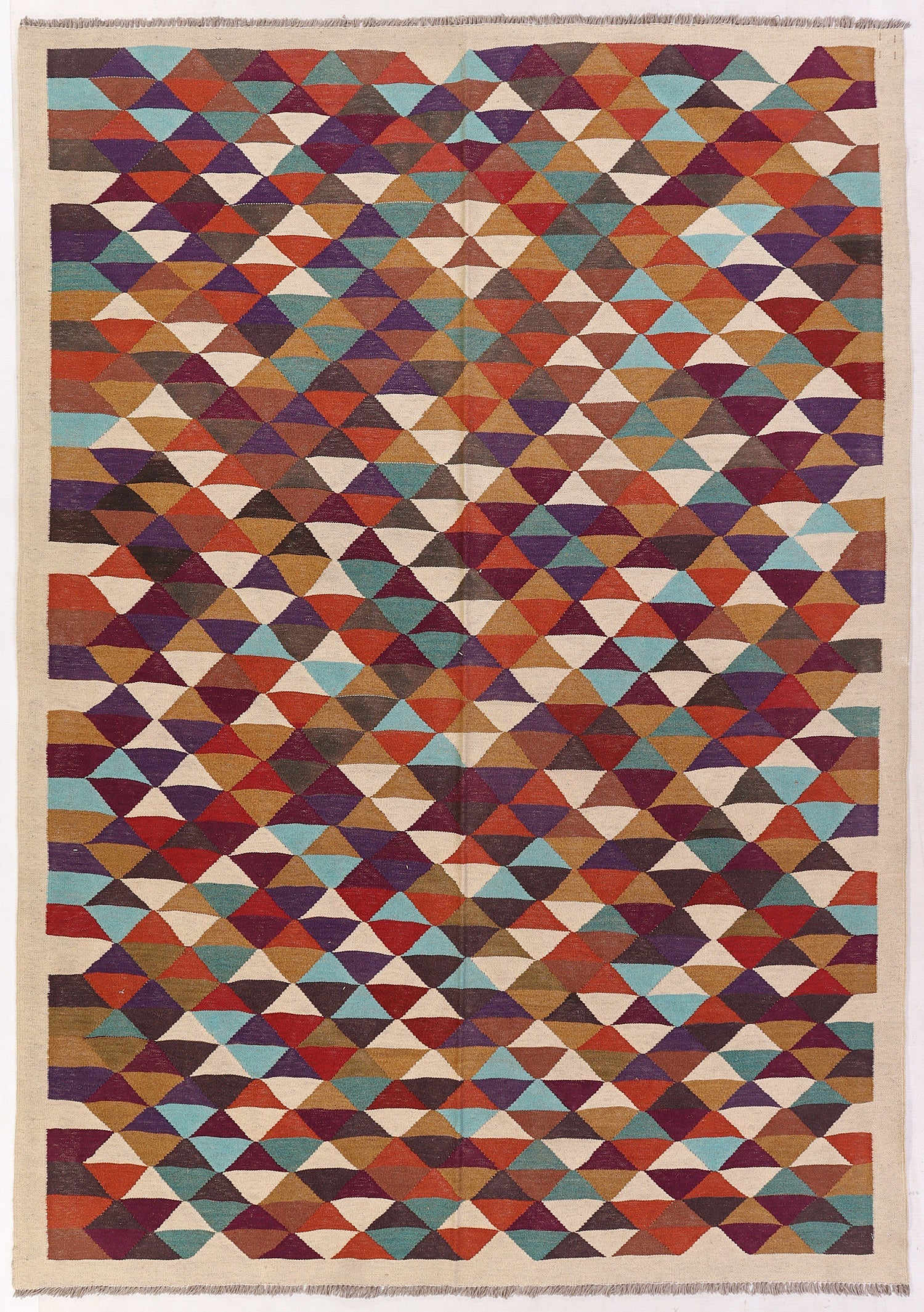 5' 6" X 8'  Multy Handmade Veggie Dye Kilim Rug Rectangular