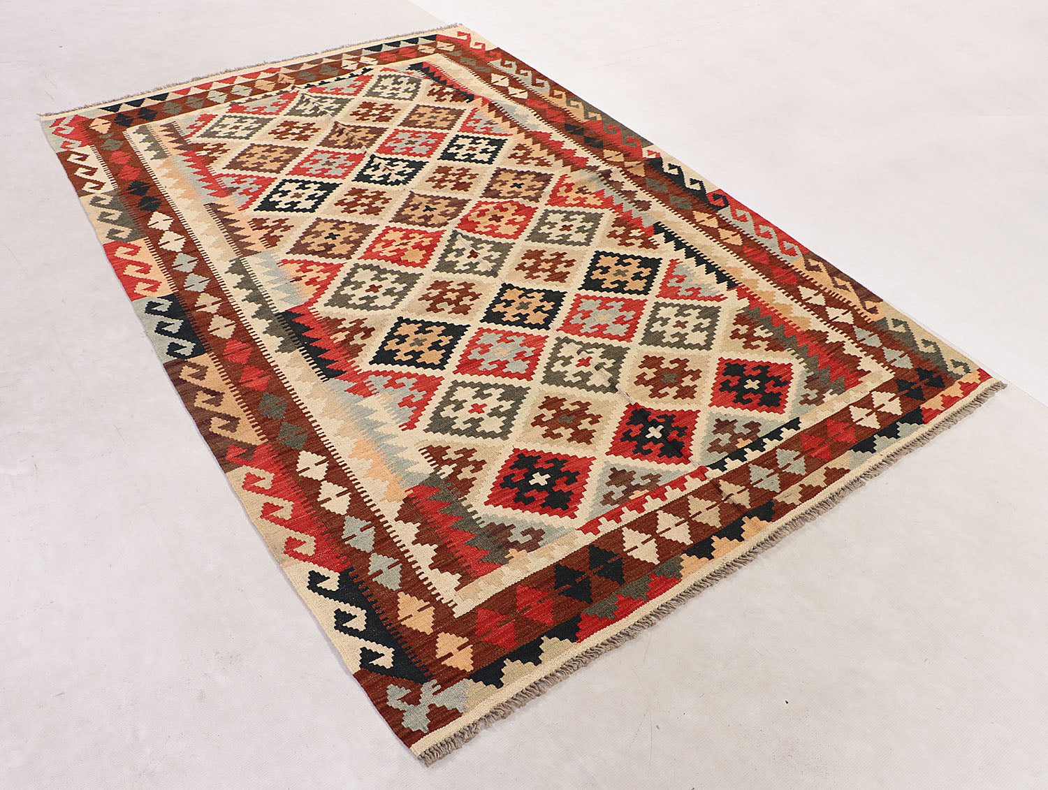 5' 6" X 8'  Multy Handmade Veggie Dye Kilim Rug Rectangular