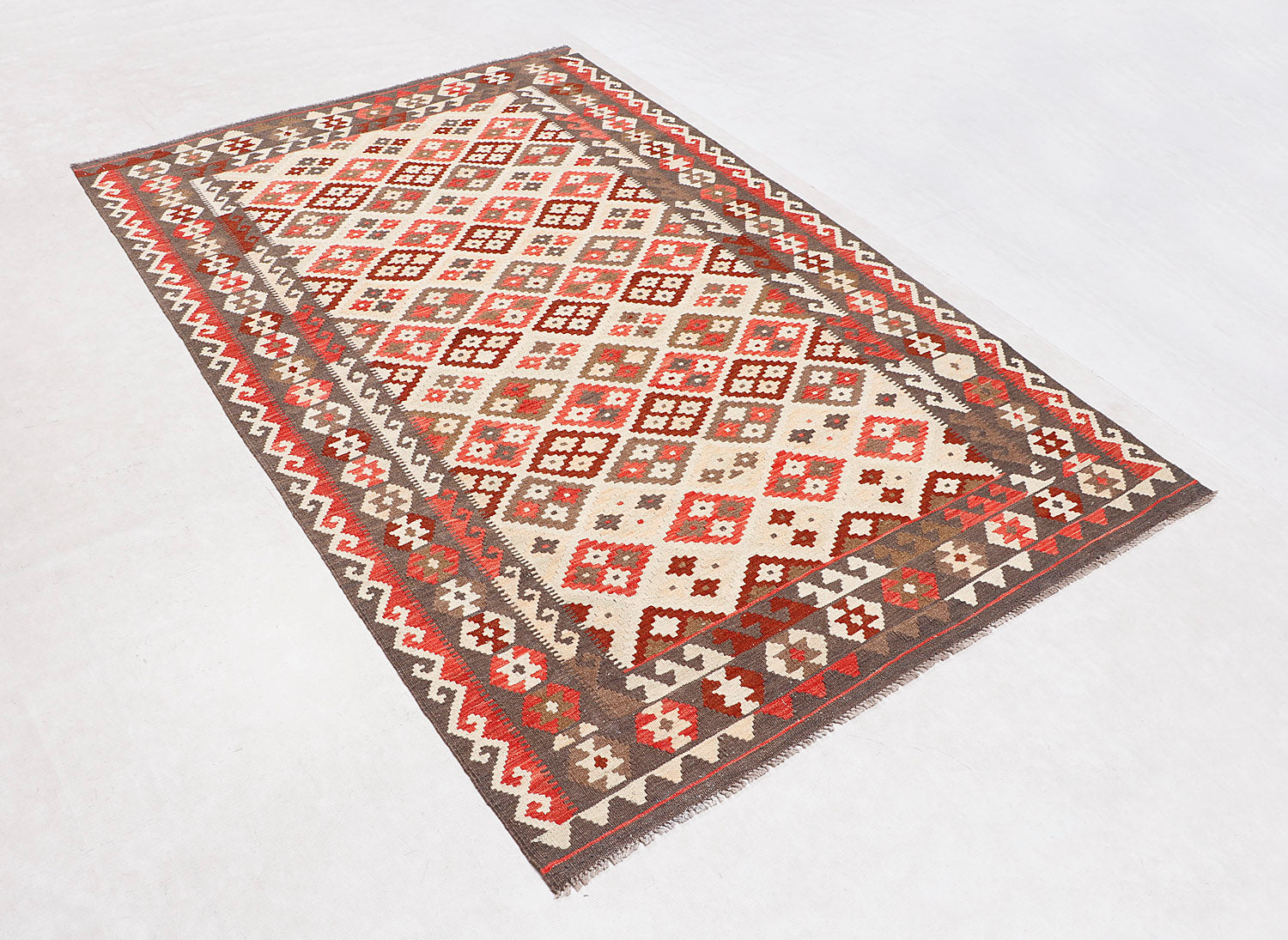 5' 6" X 8'  Multy Handmade Veggie Dye Kilim Rug Rectangular