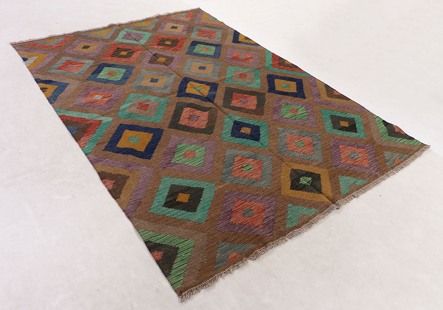 5' 6" X 8'  Multy Handmade Veggie Dye Kilim Rug Rectangular