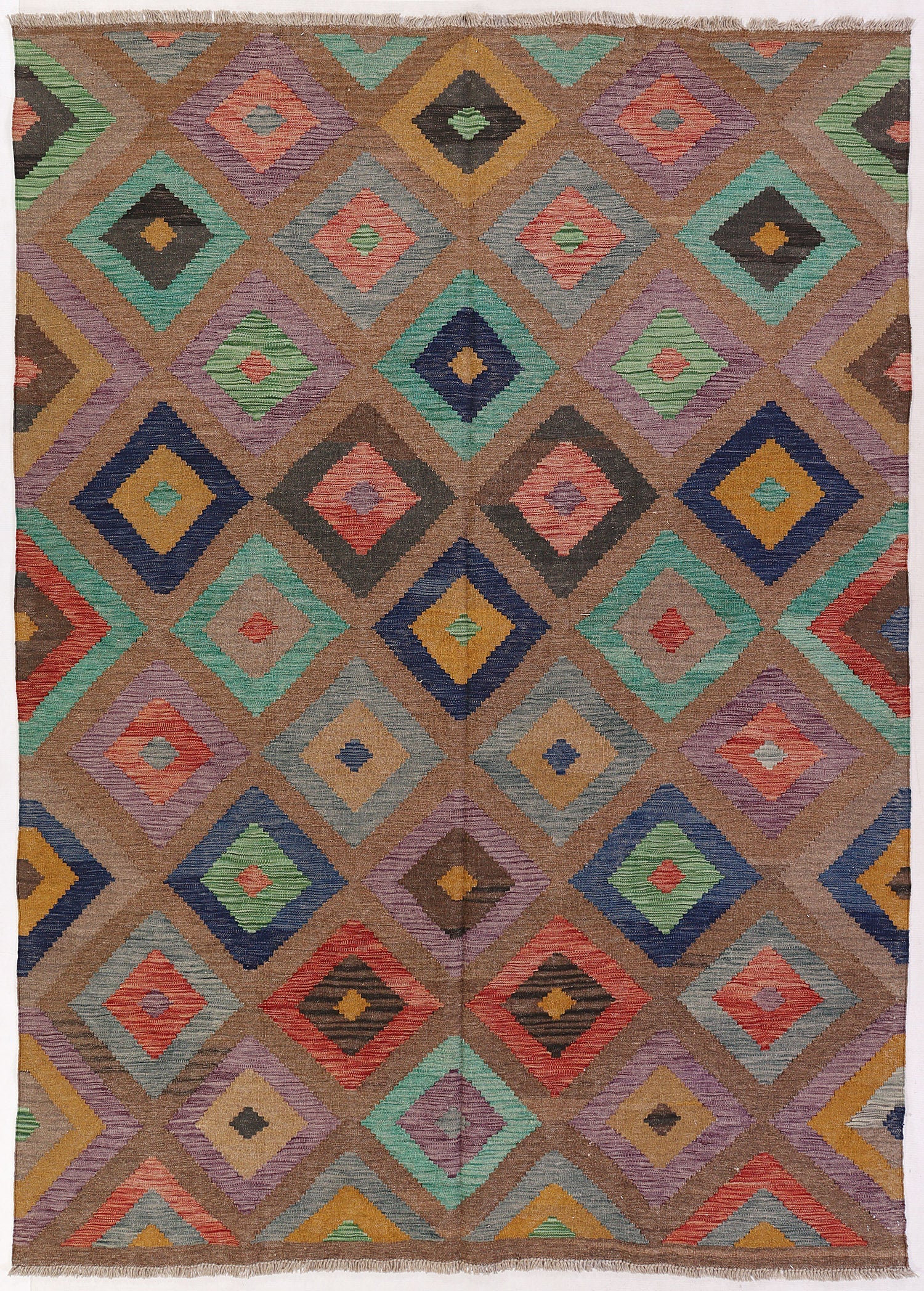 5' 6" X 8'  Multy Handmade Veggie Dye Kilim Rug Rectangular