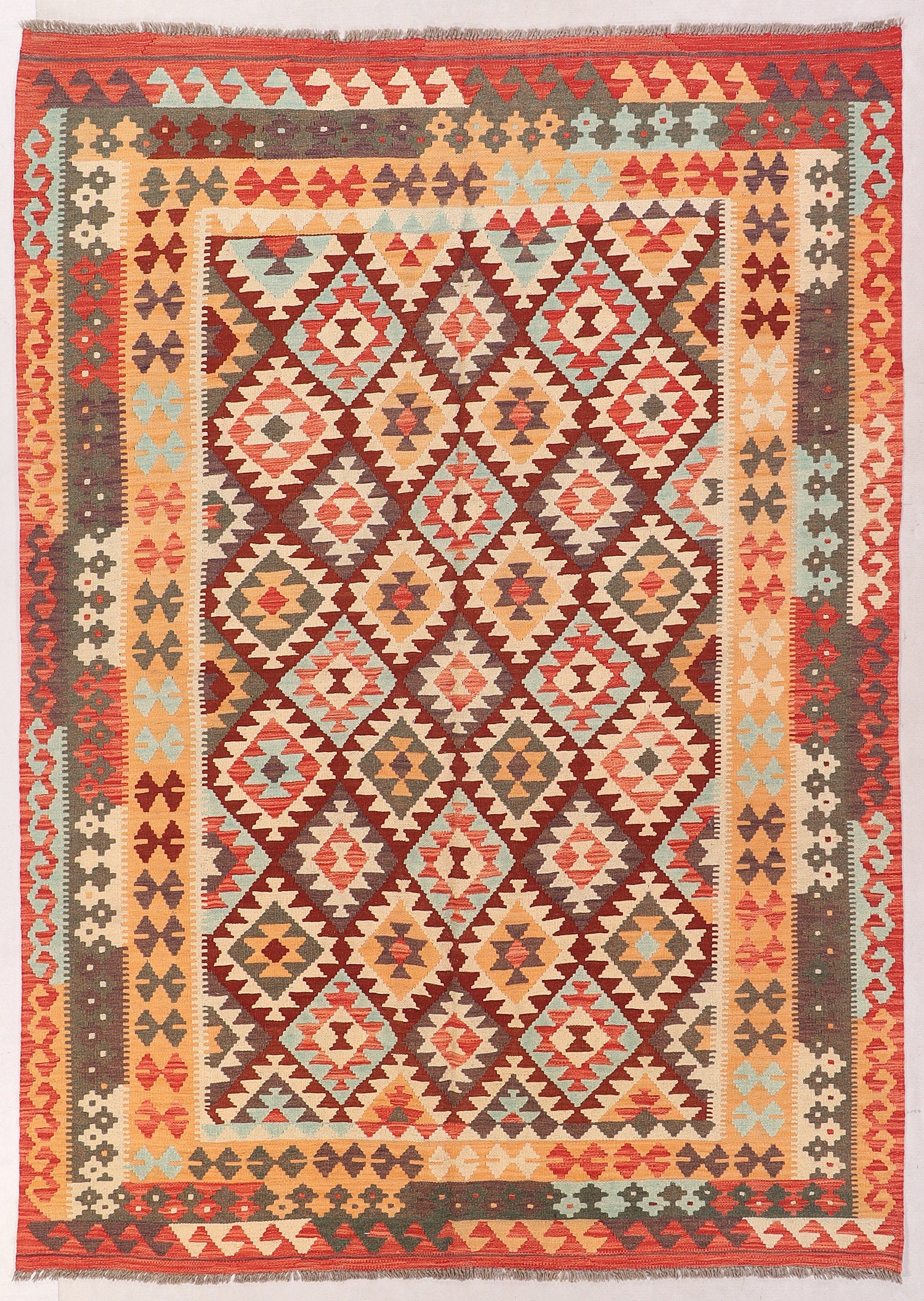 5' 6" X 8'  Multy Handmade Veggie Dye Kilim Rug Rectangular
