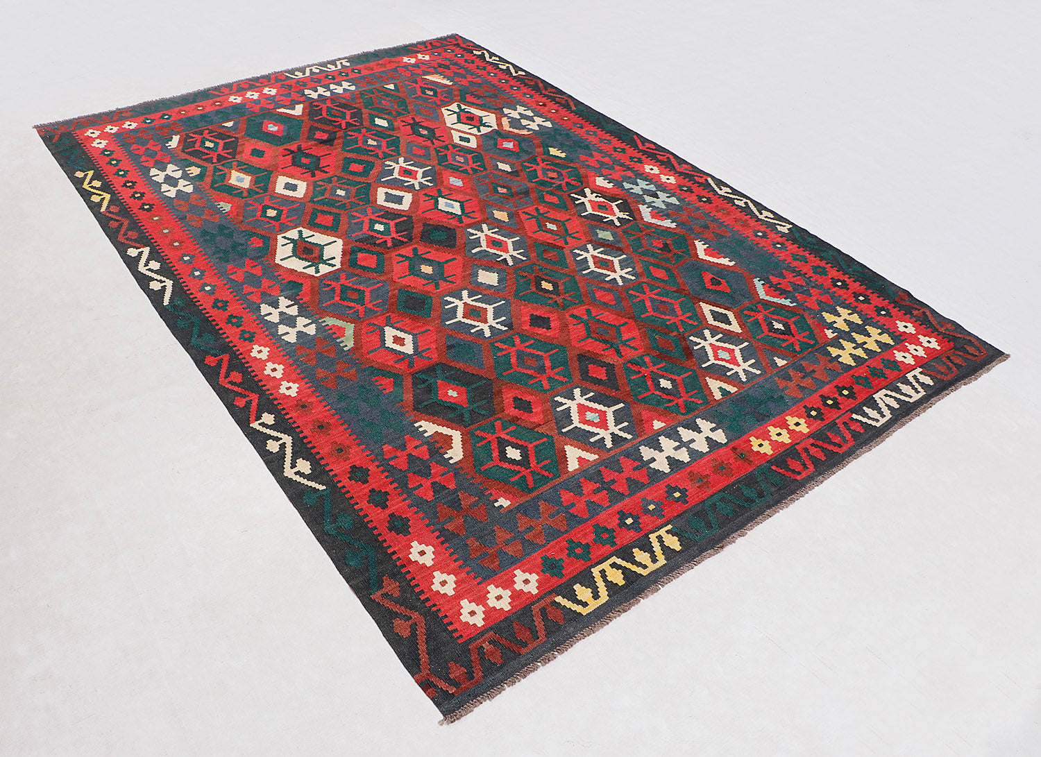 6' 6"X 10'  Multy Handmade Veggie Dye Kilim Rug Rectangular
