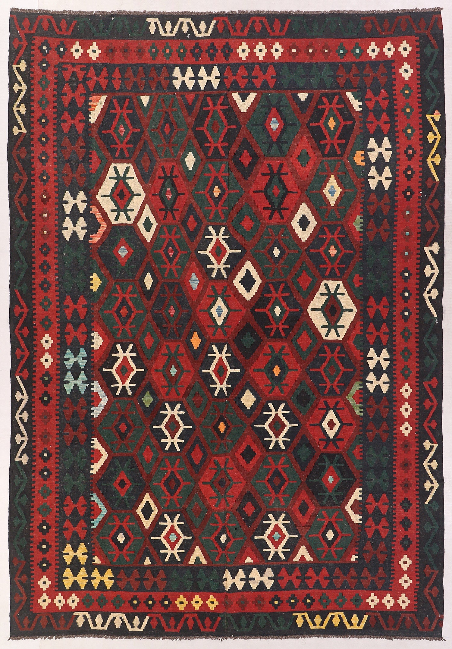 6' 6"X 10'  Multy Handmade Veggie Dye Kilim Rug Rectangular