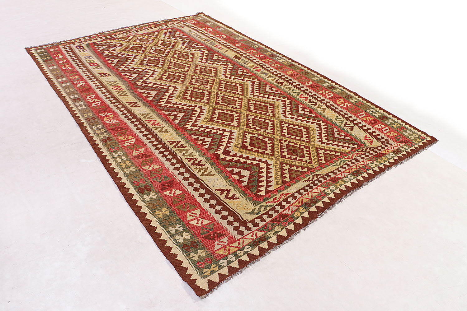 6' 6"X 10'  Multy Handmade Veggie Dye Kilim Rug Rectangular