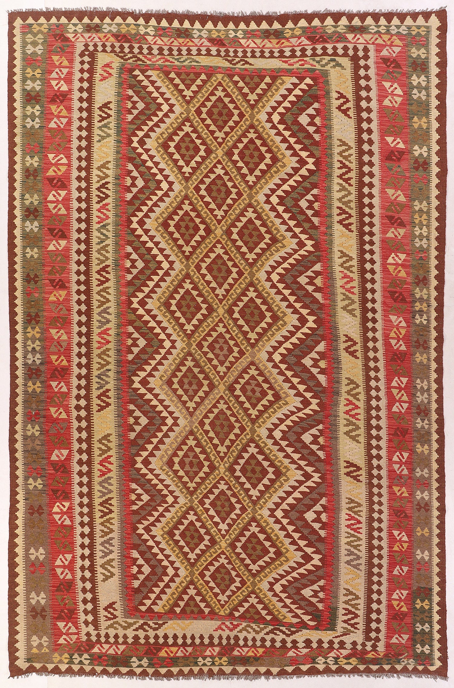 6' 6"X 10'  Multy Handmade Veggie Dye Kilim Rug Rectangular