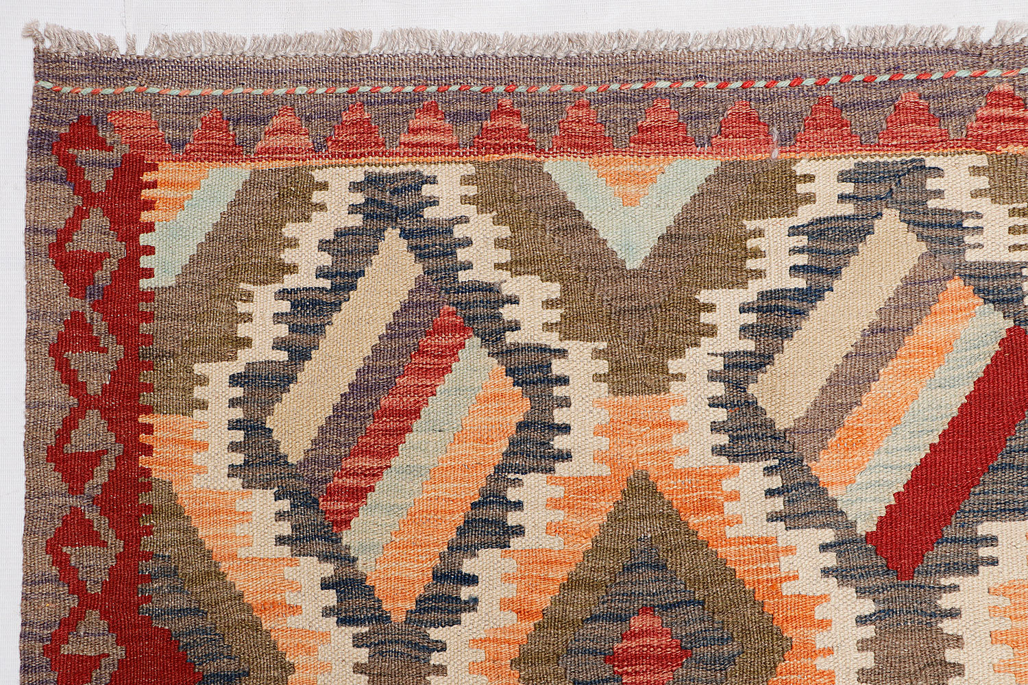 6' 6"X 10'  Multy Handmade Veggie Dye Kilim Rug Rectangular