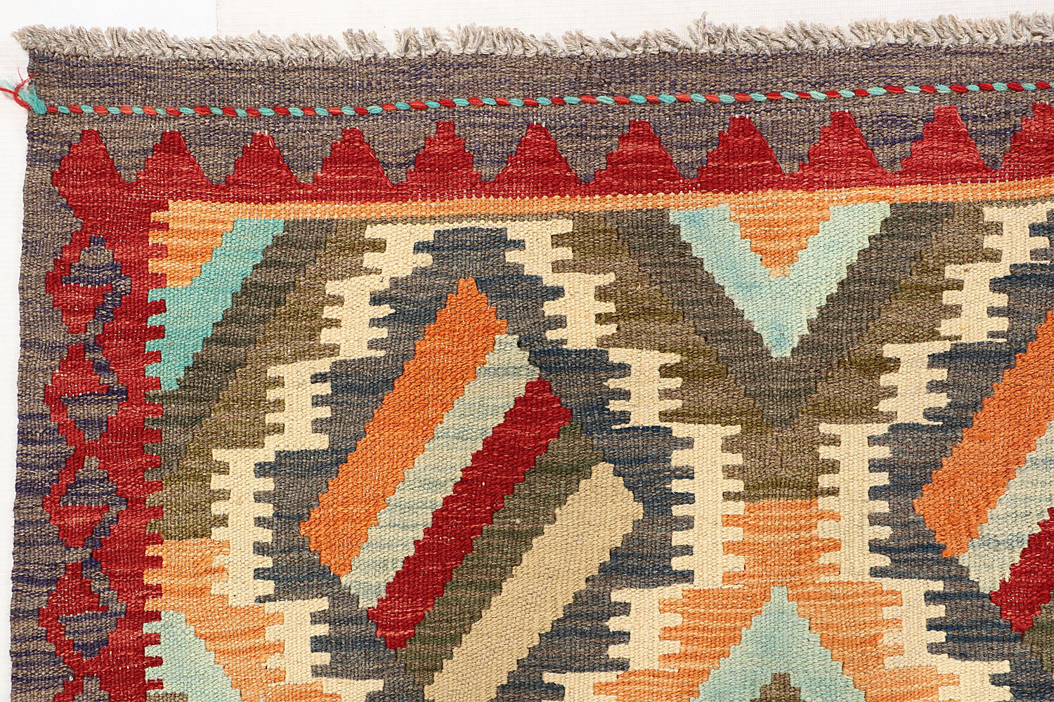 6' 6"X 10'  Multy Handmade Veggie Dye Kilim Rug Rectangular
