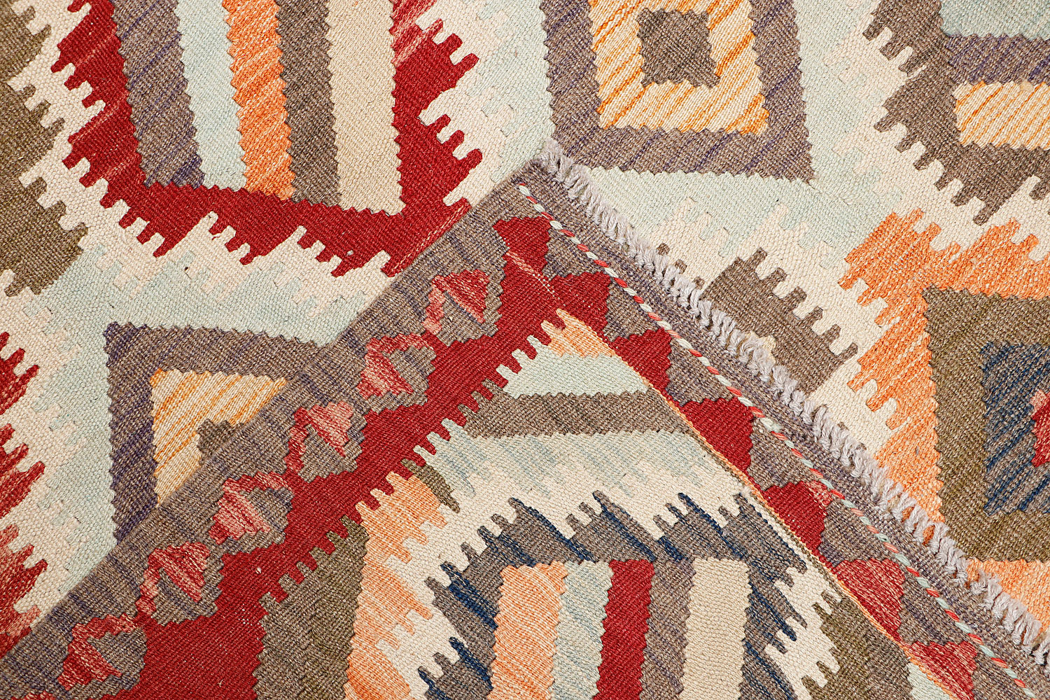 6' 6"X 10'  Multy Handmade Veggie Dye Kilim Rug Rectangular