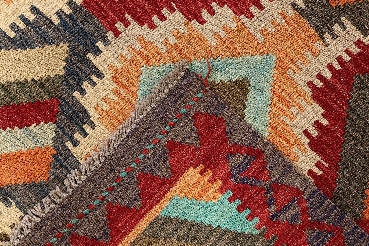 6' 6"X 10'  Multy Handmade Veggie Dye Kilim Rug Rectangular