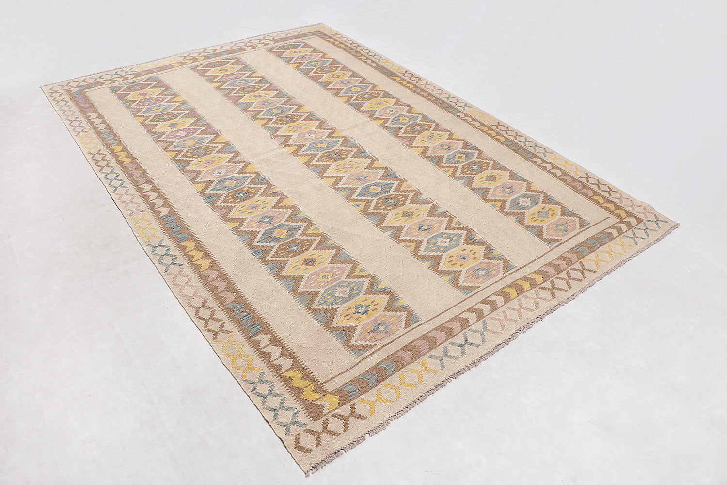 6' 6"X 10'  Multy Handmade Veggie Dye Kilim Rug Rectangular