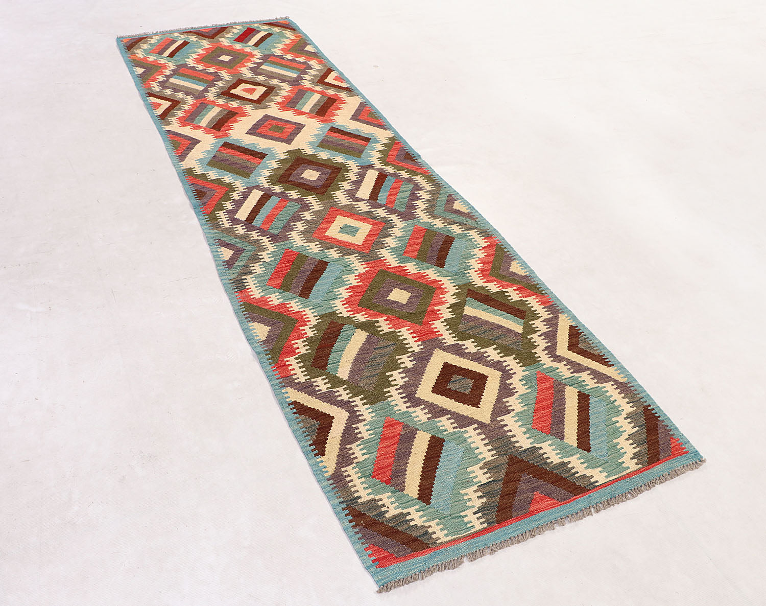 3' X 10'  Multy Handmade Veggie Dye Kilim Rug Runner