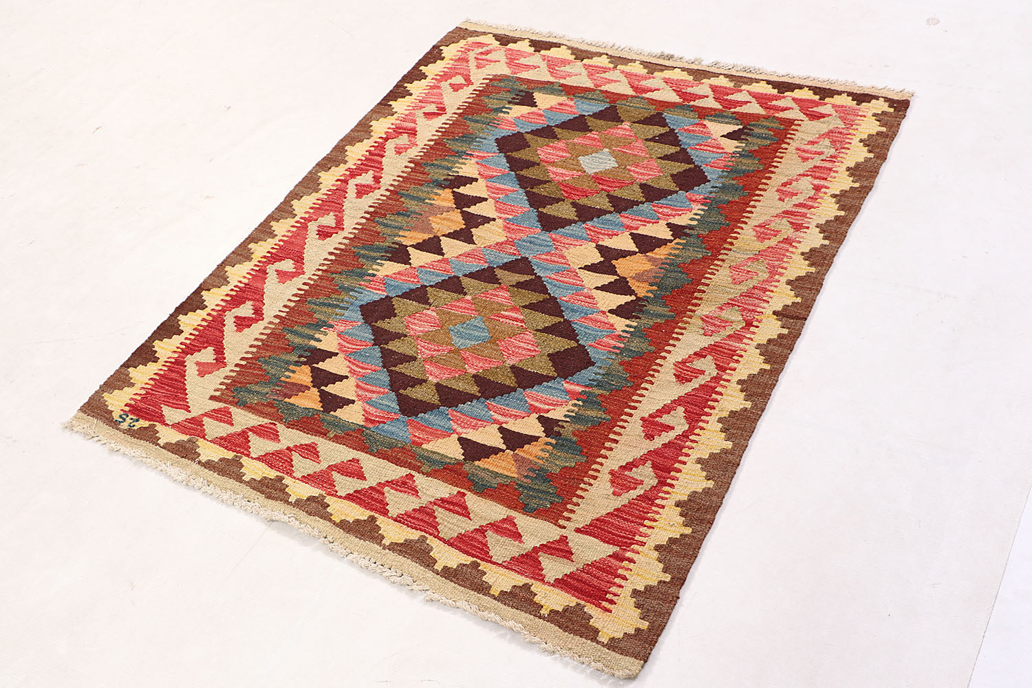 3' 3" X 3' 3''  Multy Handmade Veggie Dye Kilim Rug Square
