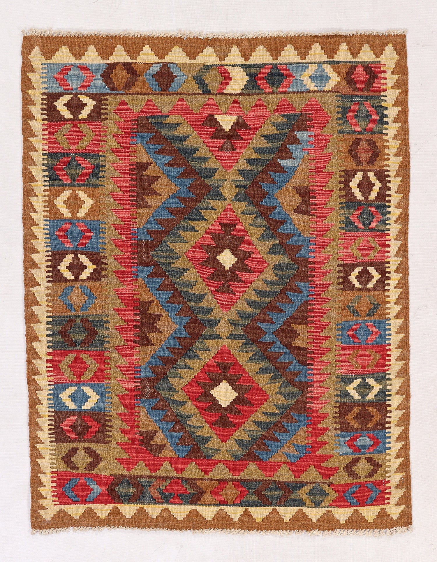 2' 6" x 4'  Multy Handmade Veggie Dye Kilim Rug Rectangular