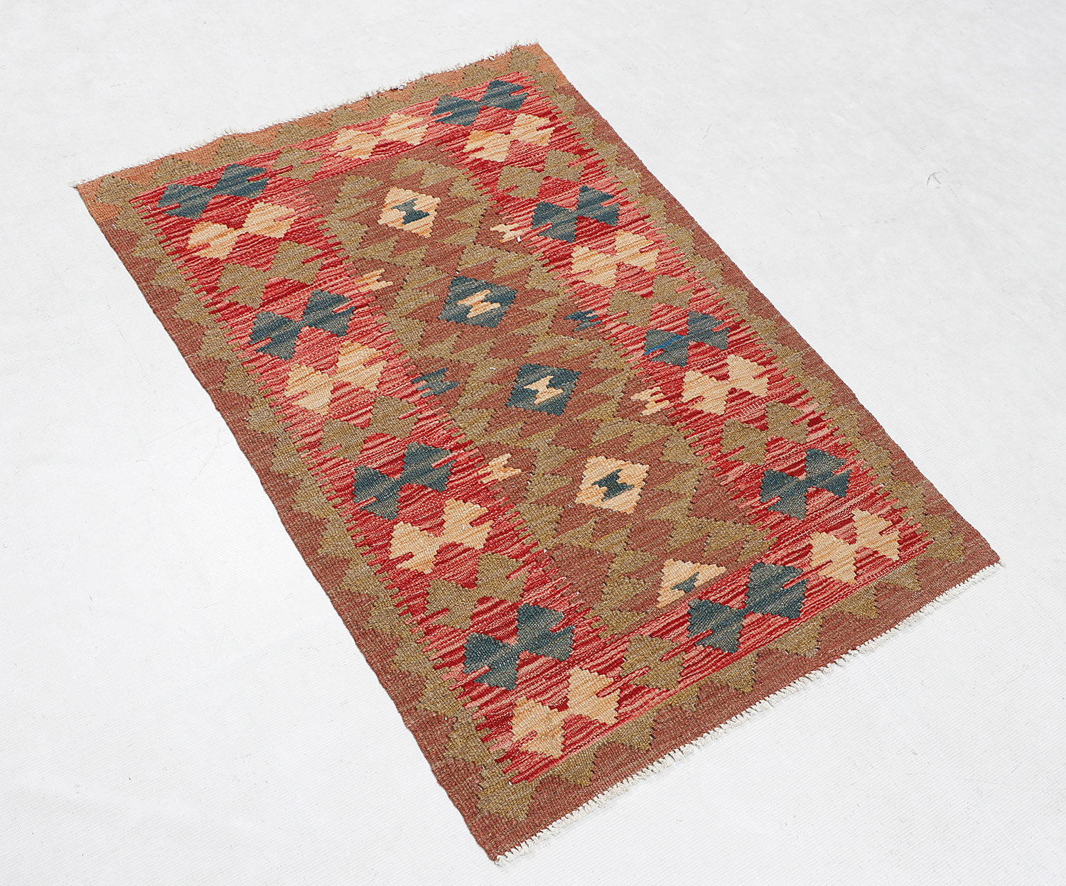 2' 6" x 4'  Multy Handmade Veggie Dye Kilim Rug Rectangular