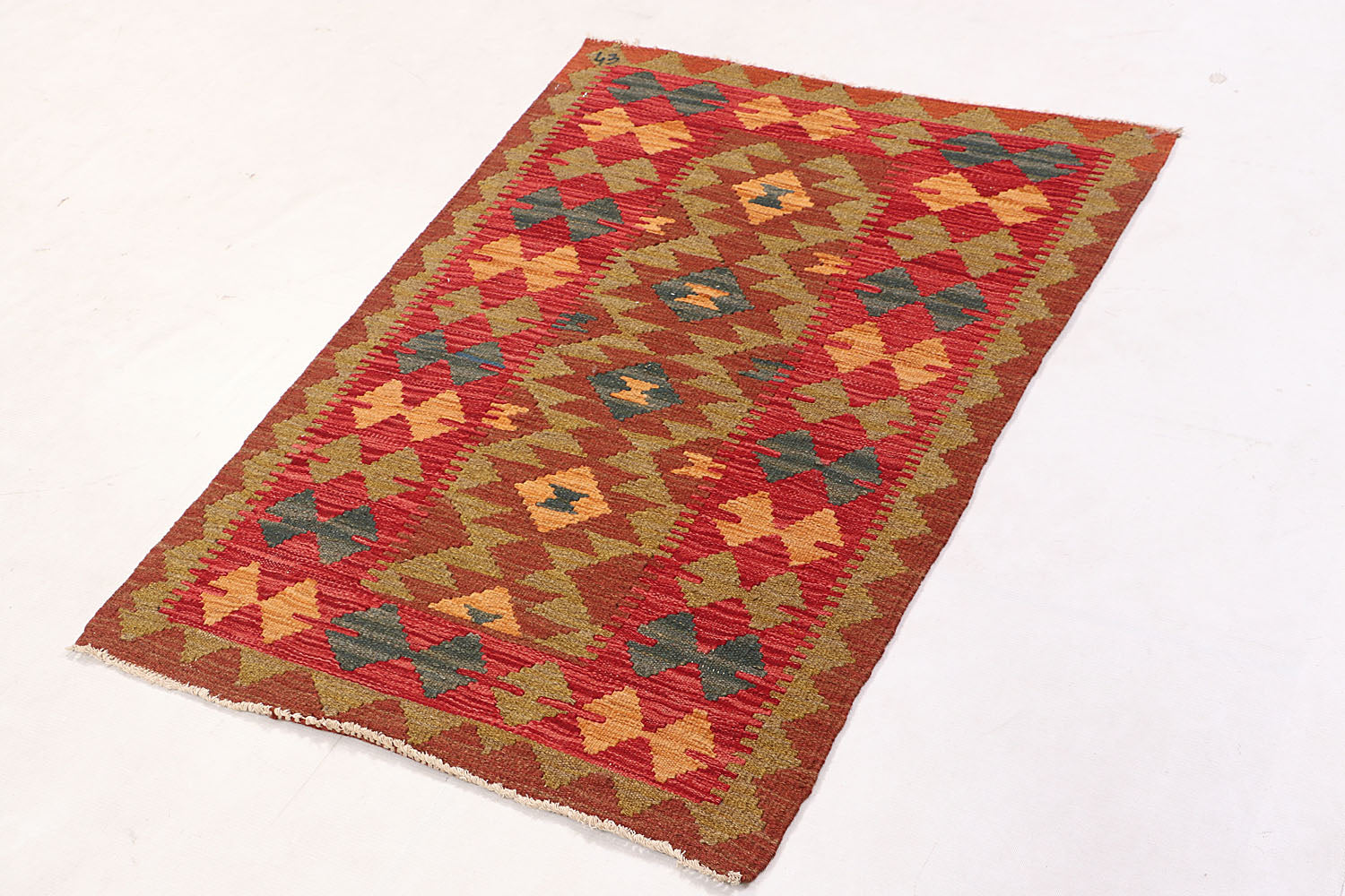 2' 6" x 4'  Multy Handmade Veggie Dye Kilim Rug Rectangular