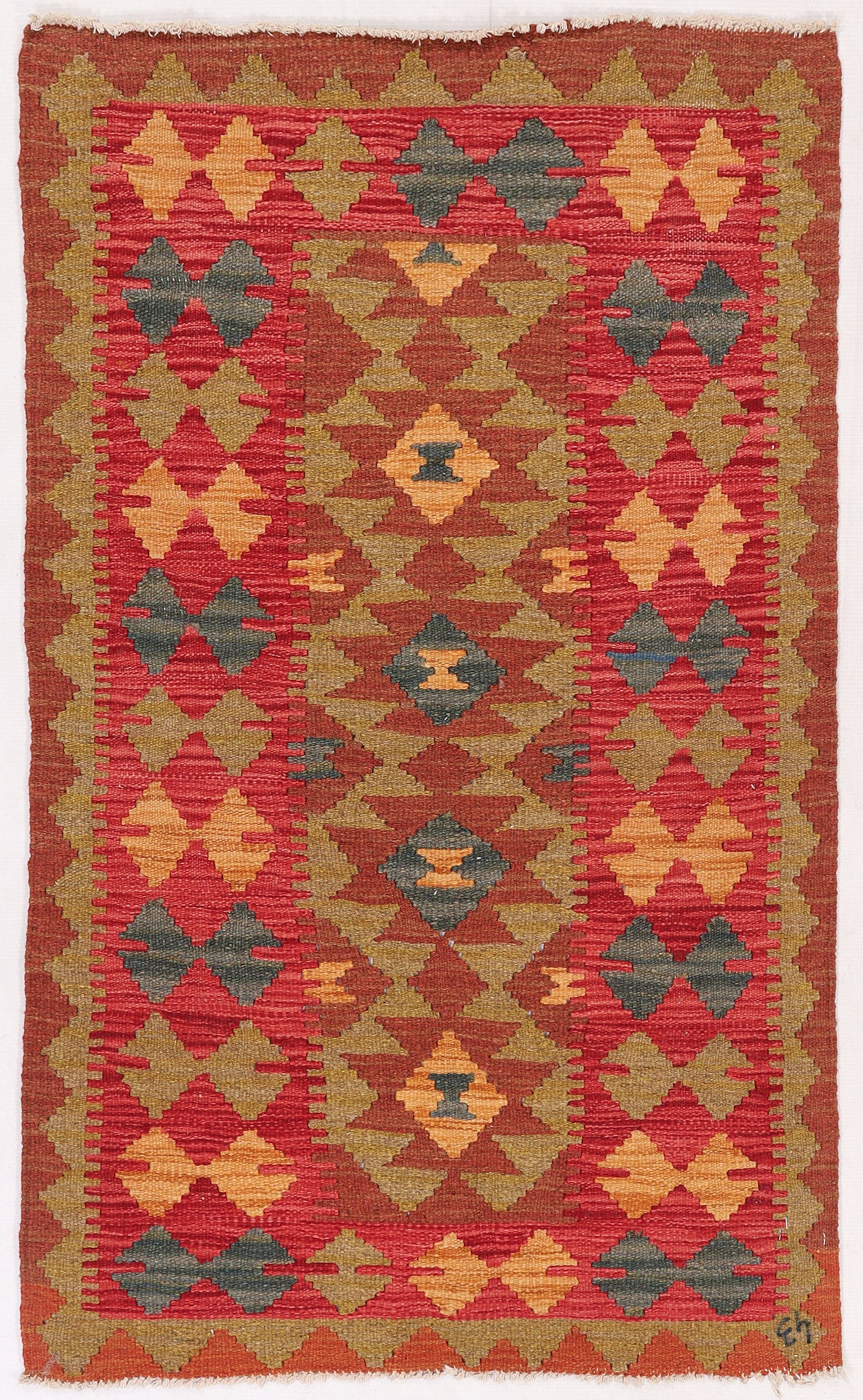 2' 6" x 4'  Multy Handmade Veggie Dye Kilim Rug Rectangular