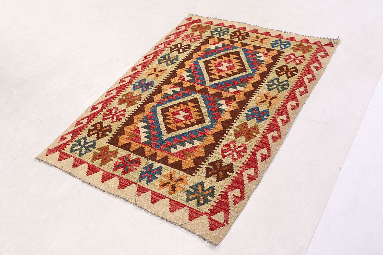 3' X 5'  Multy Handmade Veggie Dye Kilim Rug Rectangular