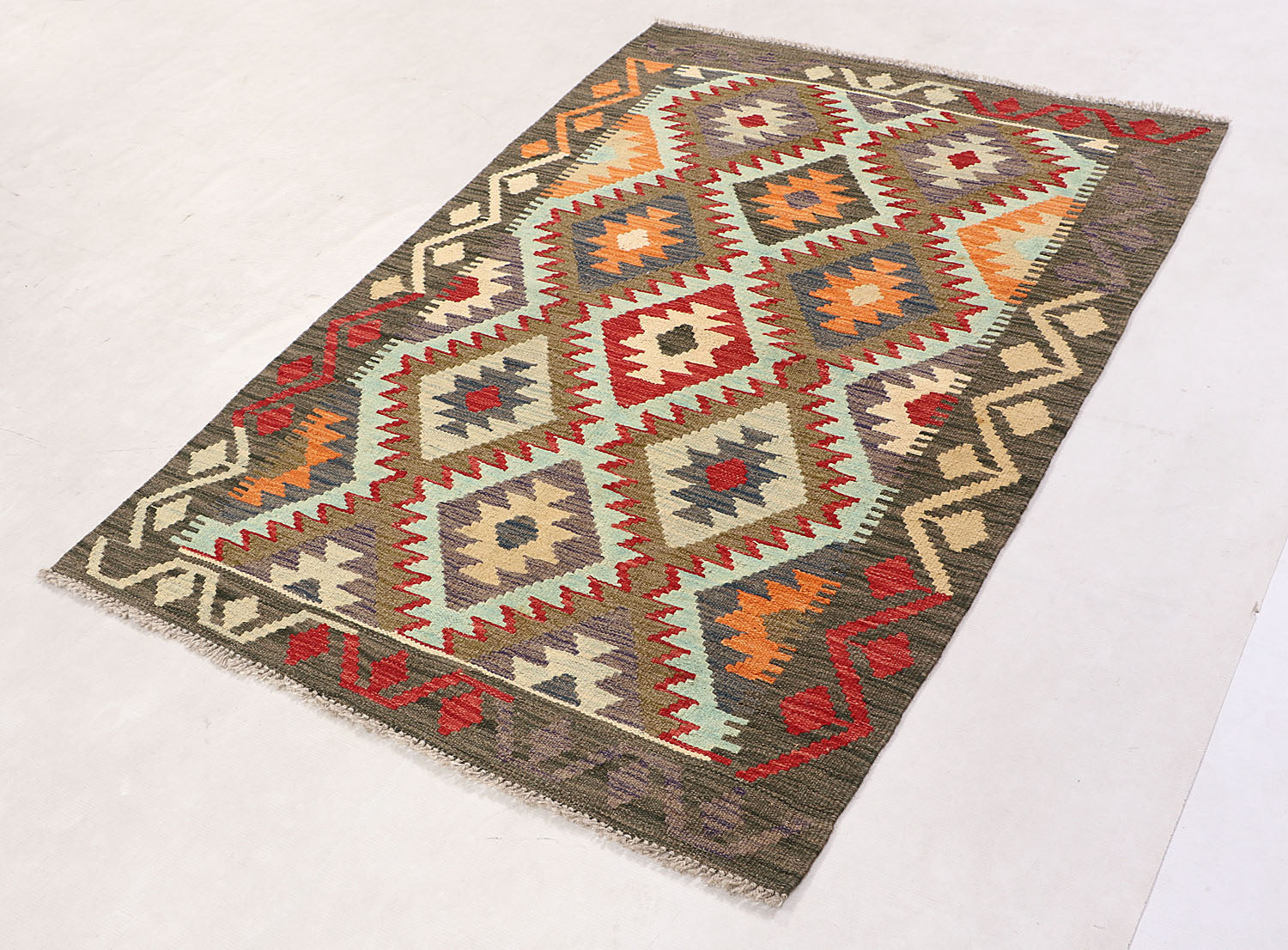 3' X 5'  Multy Handmade Veggie Dye Kilim Rug Rectangular
