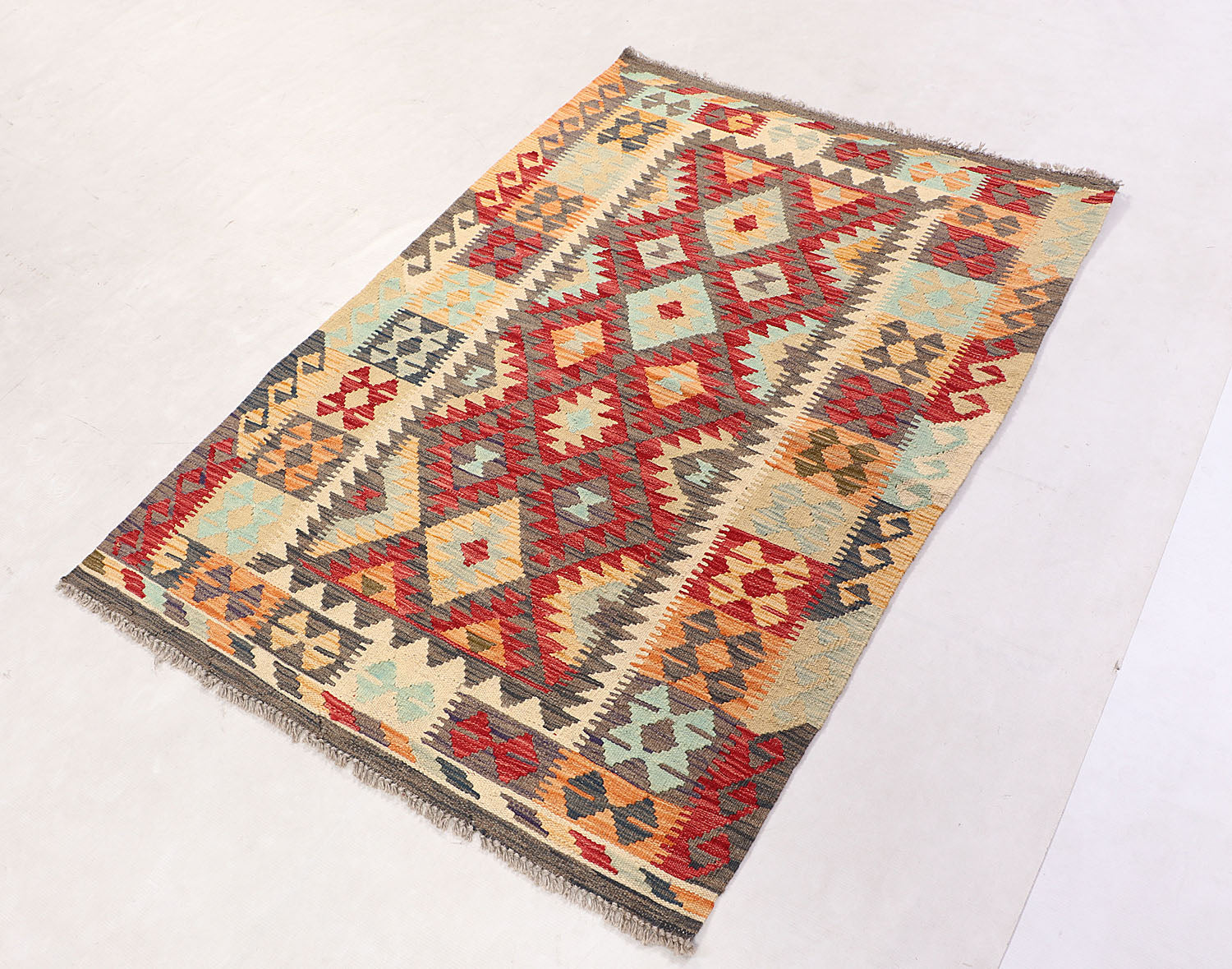 3' X 5'  Multy Handmade Veggie Dye Kilim Rug Rectangular