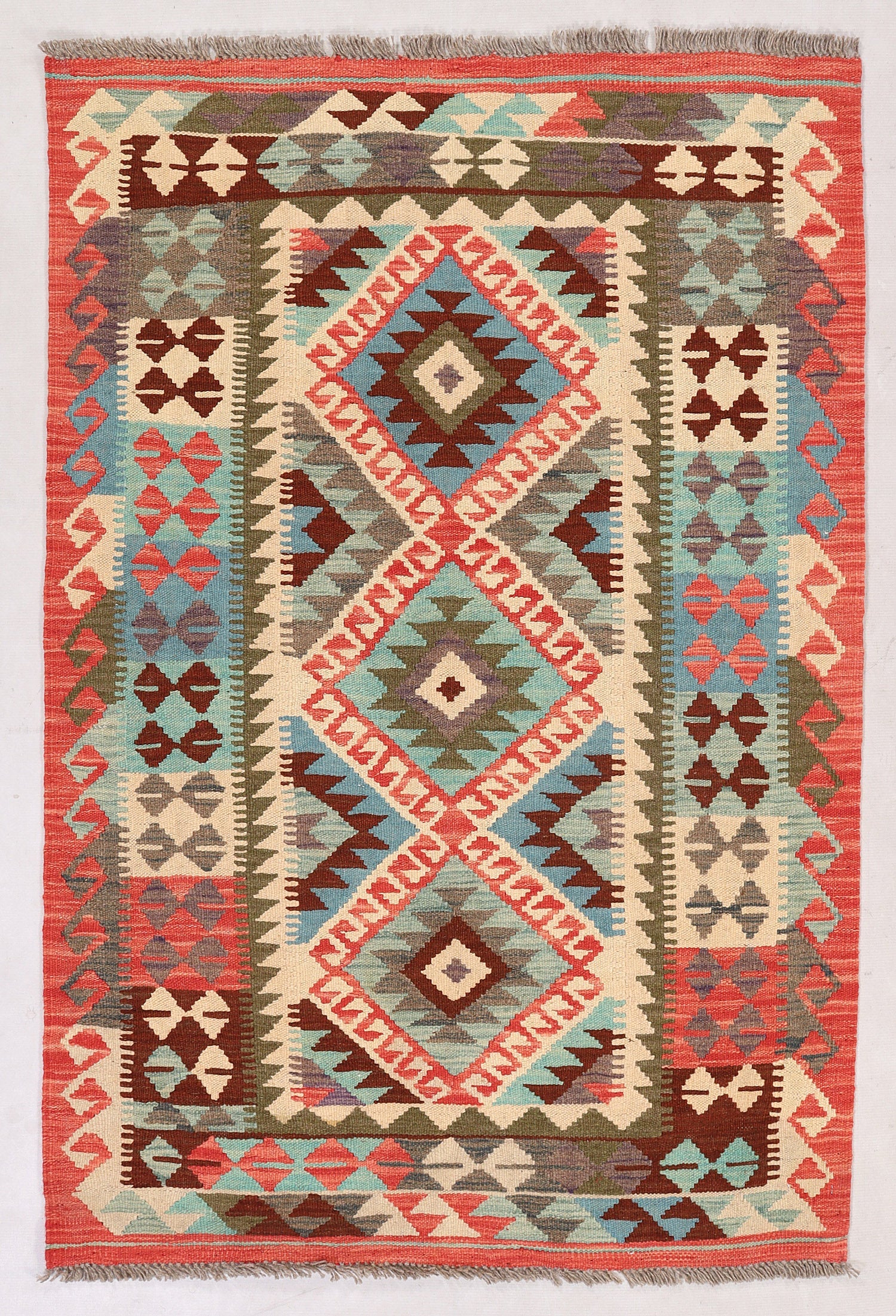 3' X 5'  Multy Handmade Veggie Dye Kilim Rug Rectangular