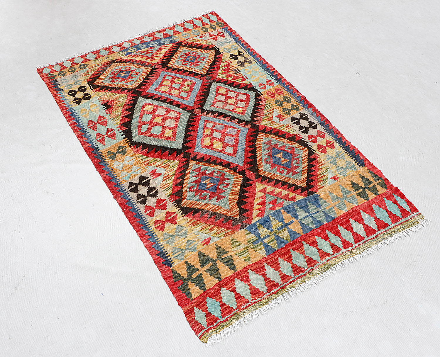 3' X 5'  Multy Handmade Veggie Dye Kilim Rug Rectangular