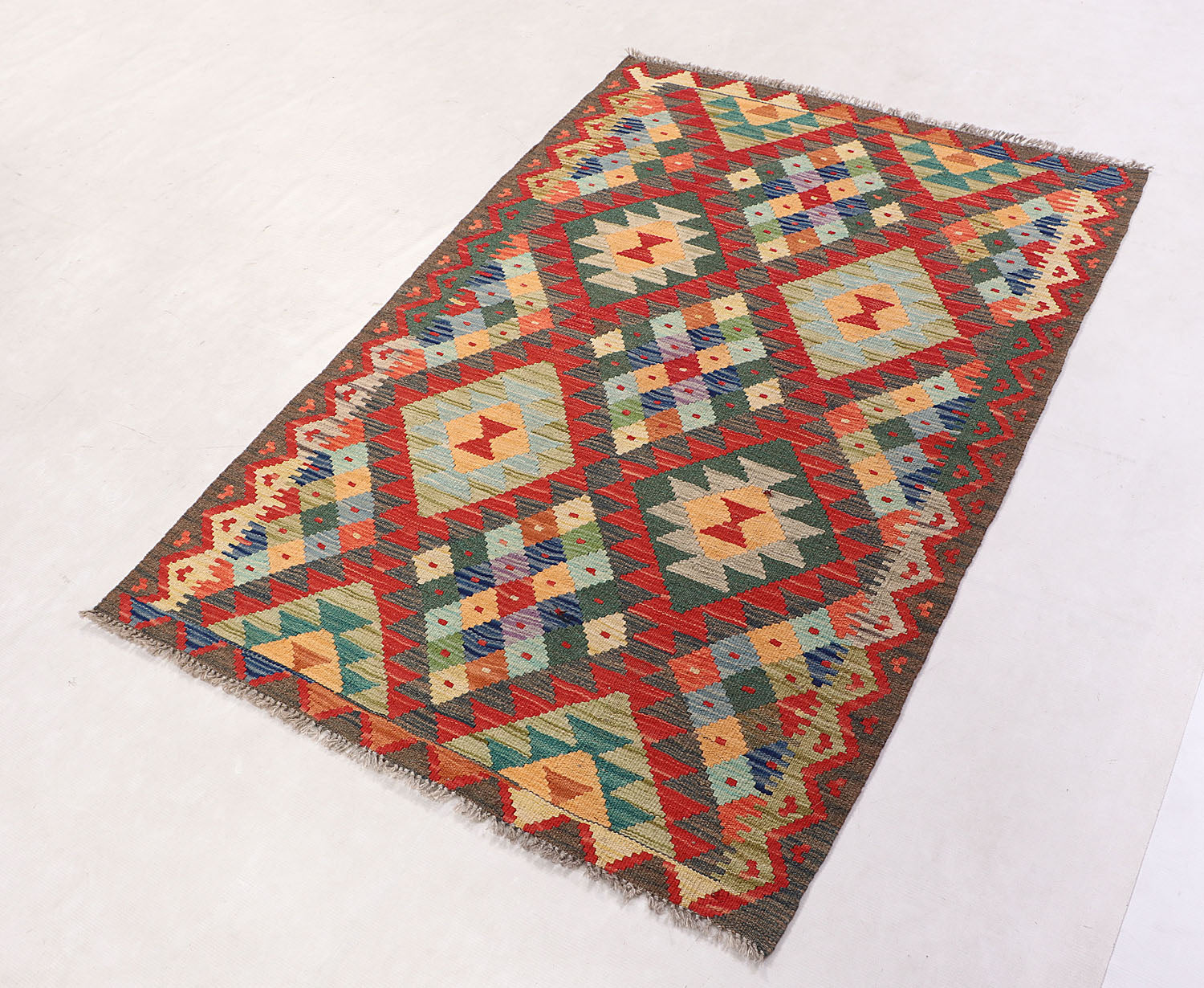 3' X 5'  Multy Handmade Veggie Dye Kilim Rug Rectangular