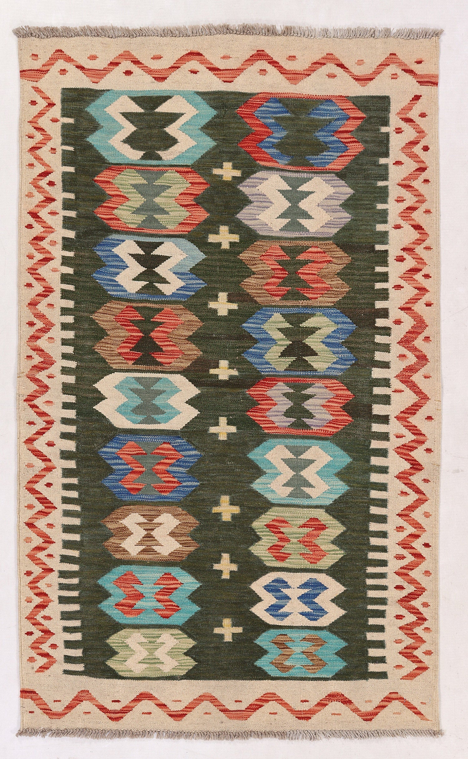 3' X 5'  Multy Handmade Veggie Dye Kilim Rug Rectangular