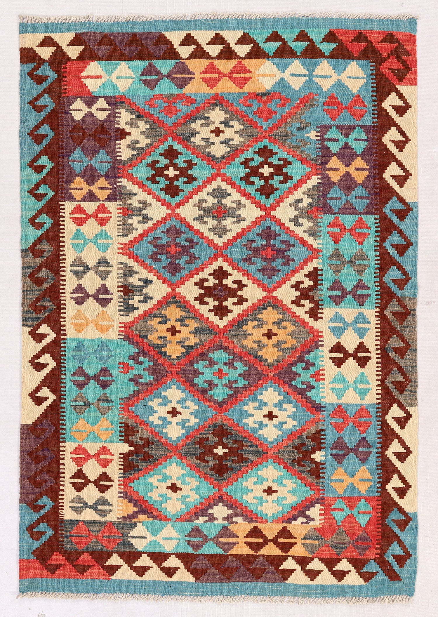 3' X 5'  Multy Handmade Veggie Dye Kilim Rug Rectangular