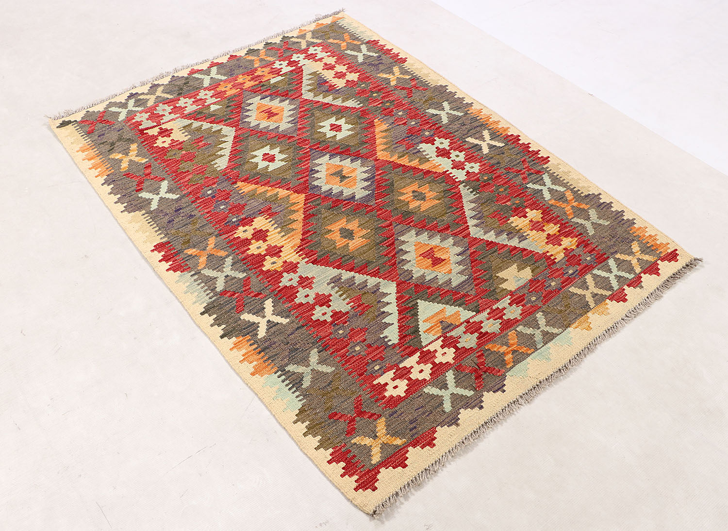 3' X 5'  Multy Handmade Veggie Dye Kilim Rug Rectangular