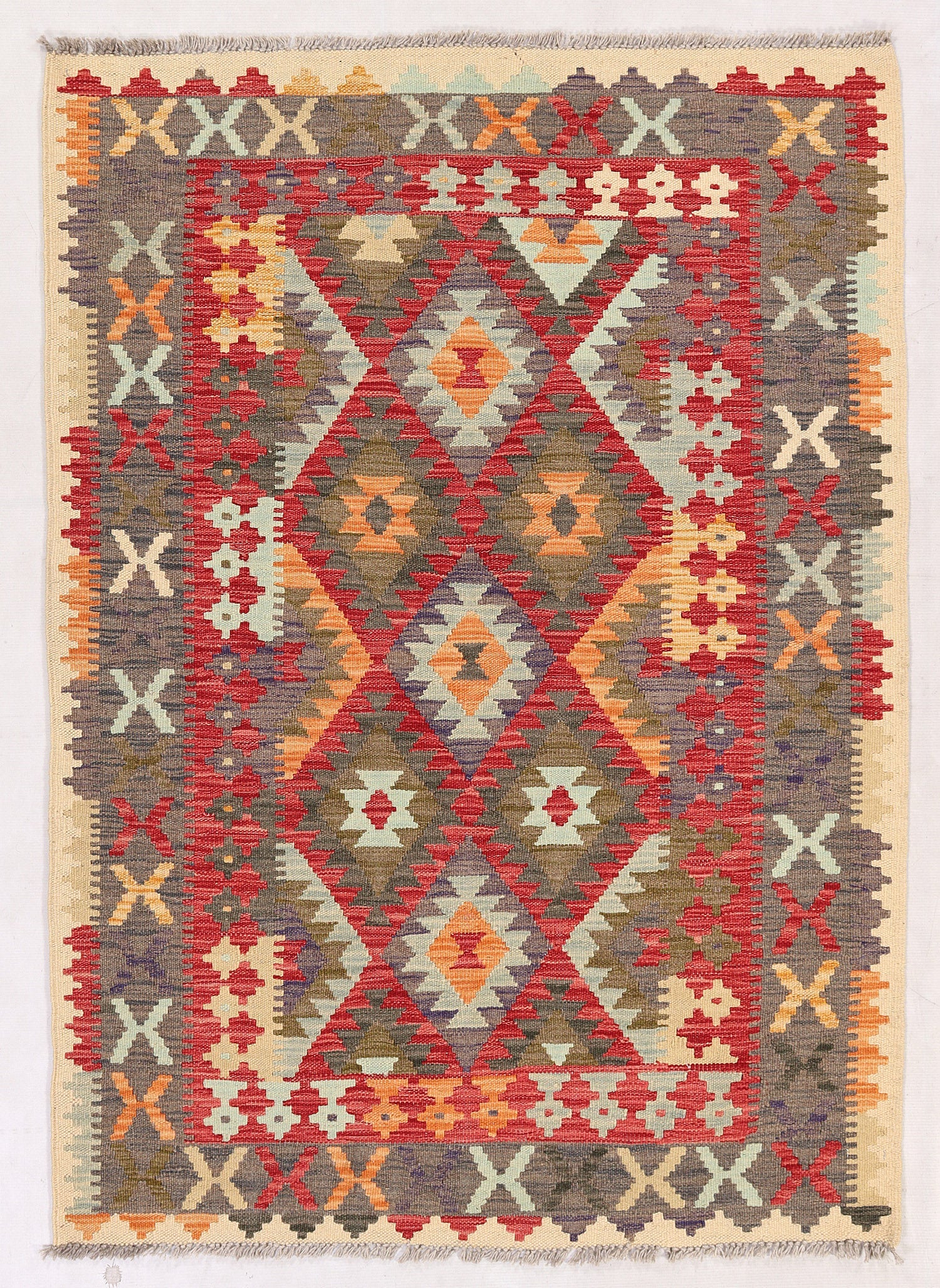 3' X 5'  Multy Handmade Veggie Dye Kilim Rug Rectangular