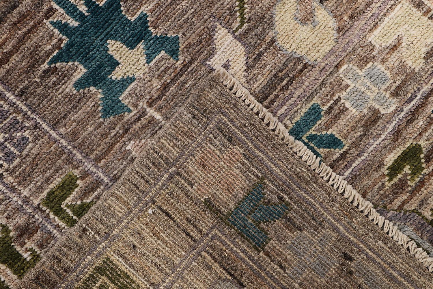 9' X 13'  Brown Handmade Turkish Rug OUSHAK Rectangular