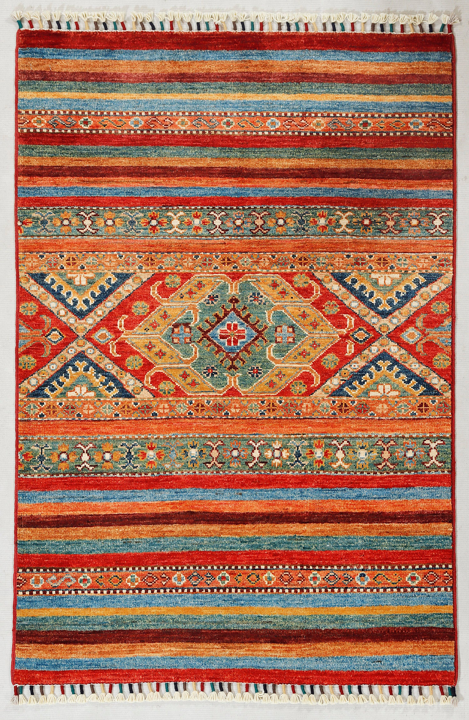 2' 6" x 4'  Multi Handmade Persian Rug KHURJEEN Rectangular