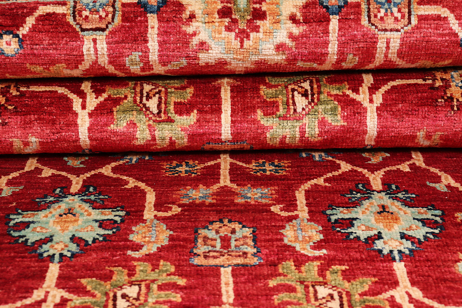 Sultani Persian Hand Knotted Wool Runner Red 2'6" x 8'