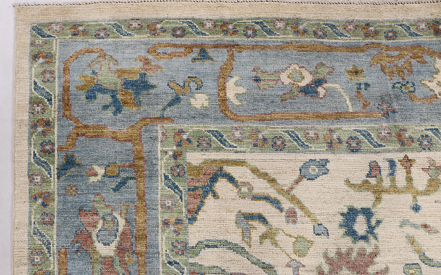 8' X 10'  Ivory Handmade Turkish Rug OUSHAK Rectangular