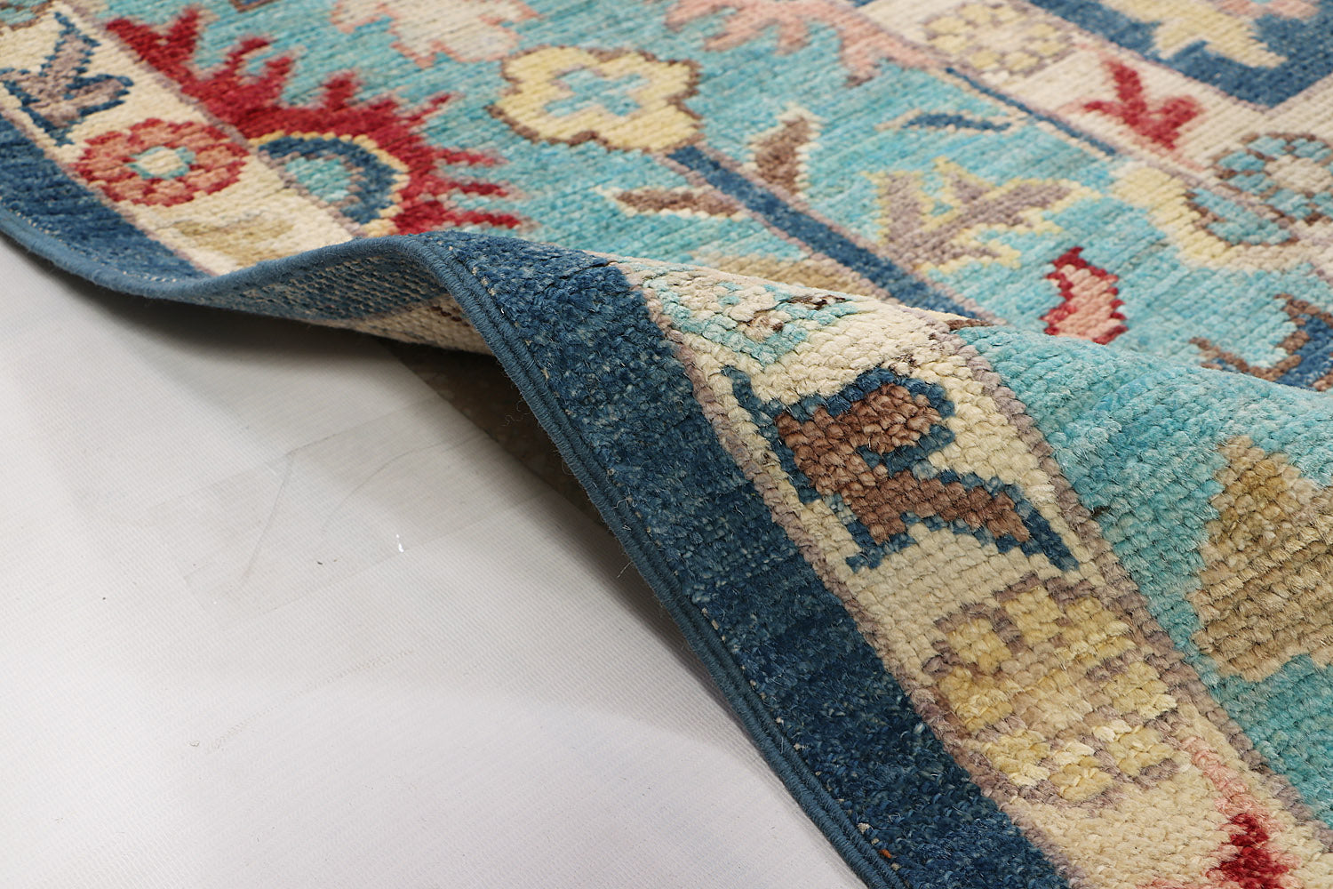 9' x 12'  Blue Handmade Turkish Rug OUSHAK Rectangular