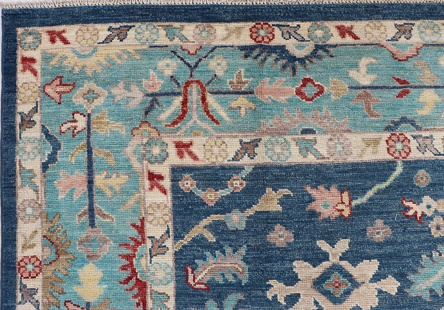 9' x 12'  Blue Handmade Turkish Rug OUSHAK Rectangular