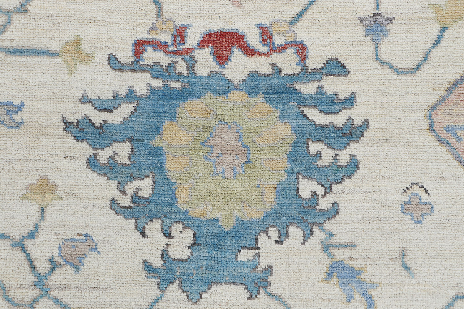 8' X 10'  Ivory Handmade Turkish Rug OUSHAK Rectangular