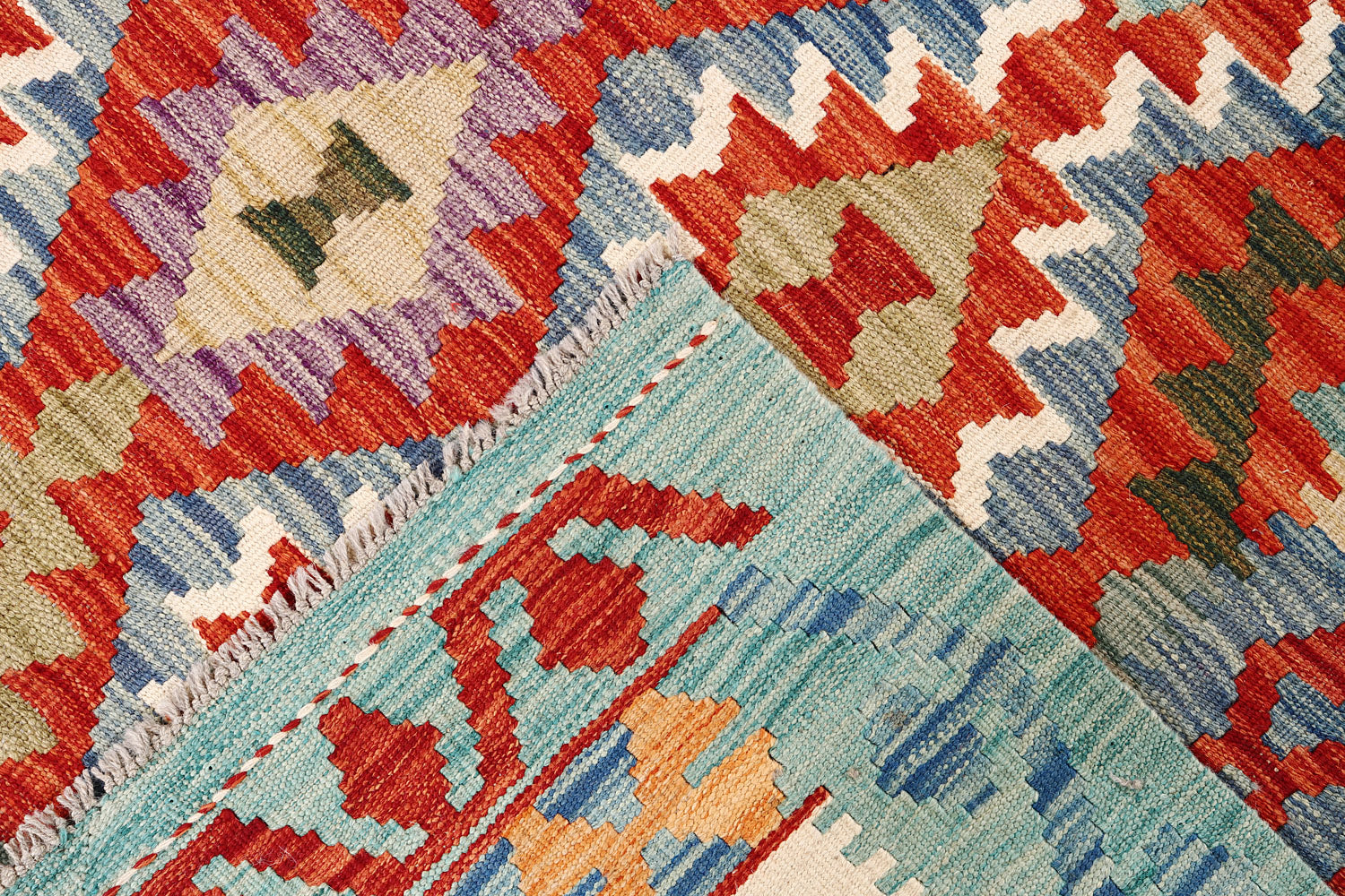 4' 6" x 6' 6  Multy Handmade Veggie Dye Kilim Rug Rectangular