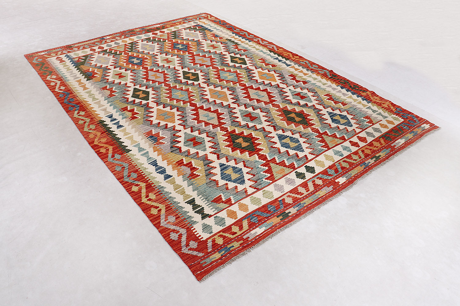 6' 6"X 10'  Multy Handmade Veggie Dye Kilim Rug Rectangular