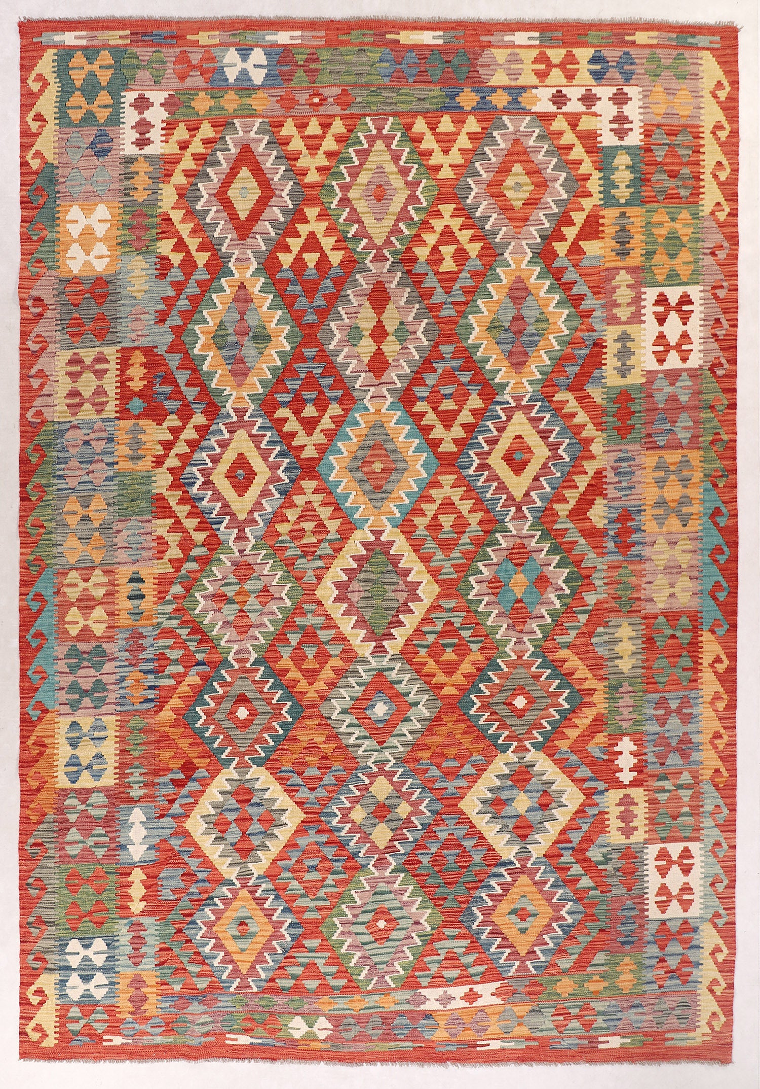 6' 6"X 10'  Multy Handmade Veggie Dye Kilim Rug Rectangular