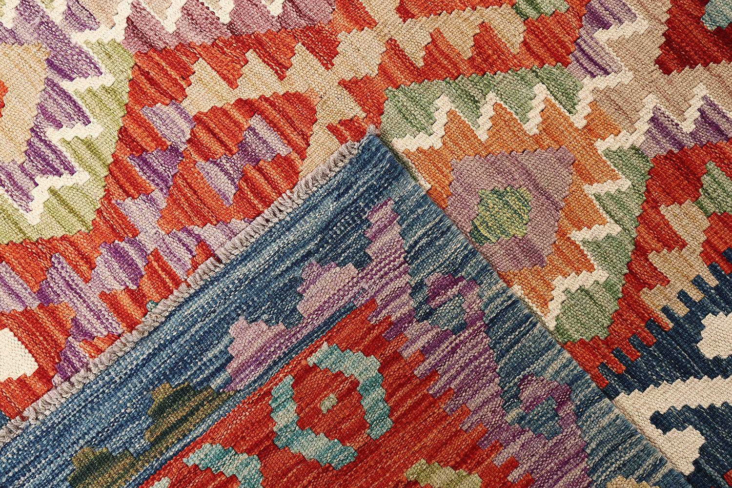 6' 6"X 10'  Multy Handmade Veggie Dye Kilim Rug Rectangular