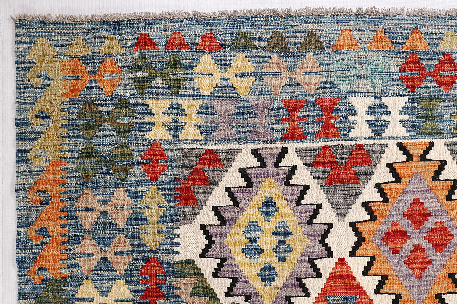 6' 6"X 10'  Multy Handmade Veggie Dye Kilim Rug Rectangular