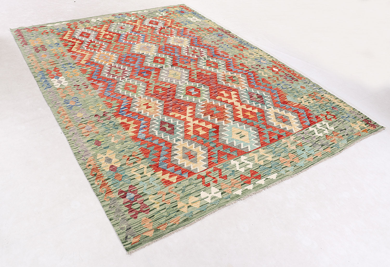 6' 6"X 10'  Multy Handmade Veggie Dye Kilim Rug Rectangular