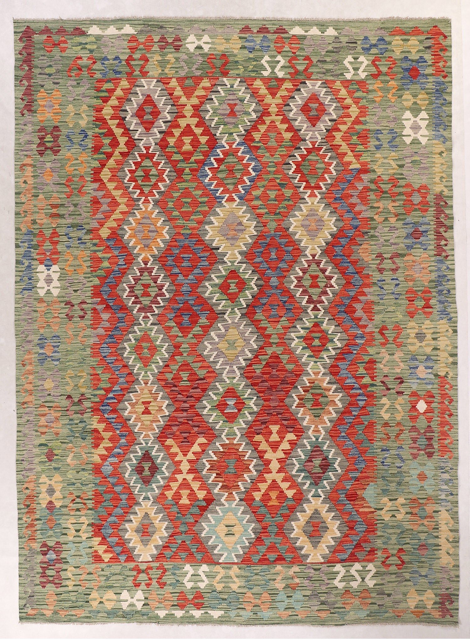 6' 6"X 10'  Multy Handmade Veggie Dye Kilim Rug Rectangular