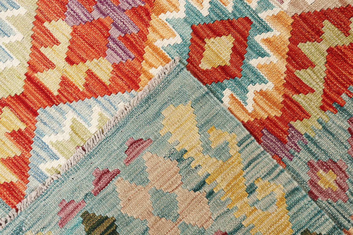 6' 6"X 10'  Multy Handmade Veggie Dye Kilim Rug Rectangular