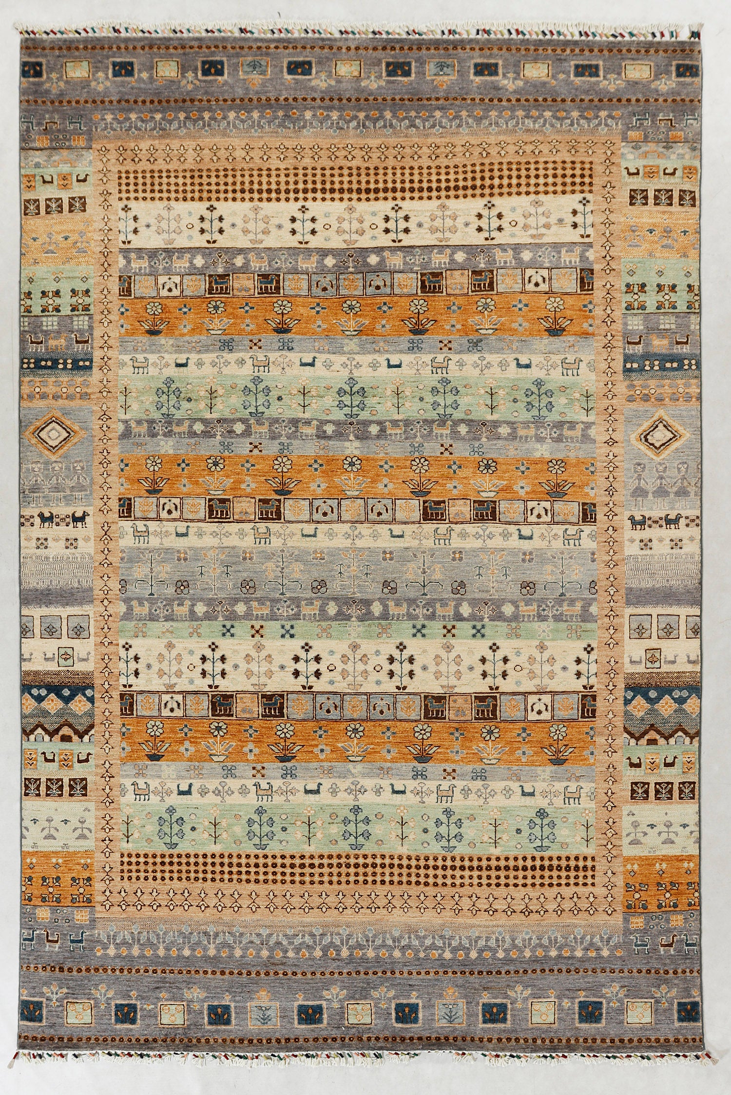 6' x 9'  Multi Handmade Persian Rug LORIBAFT Rectangular